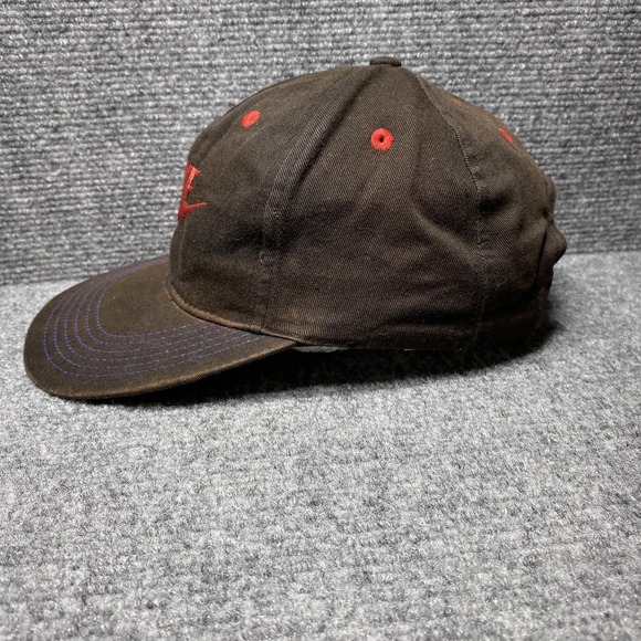 Vintage Nike Hat Cap Snap Back Brown Red Embroidered Swoosh Youth One Size 90s - Picture 5 of 11